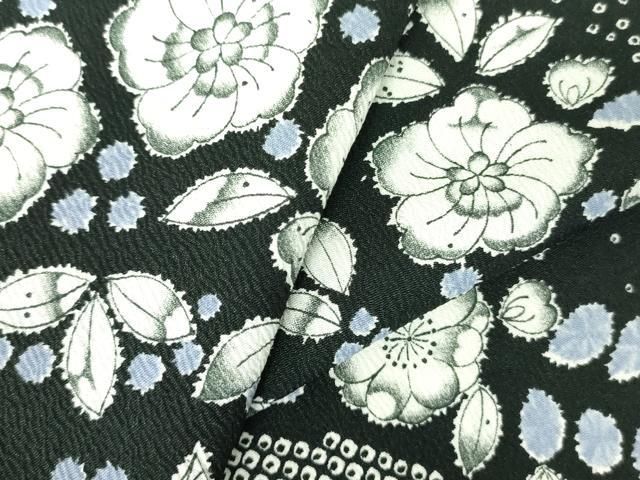 平和屋着物▽小紋 単衣 辻が花 黒地 洗える着物 DABF3149op