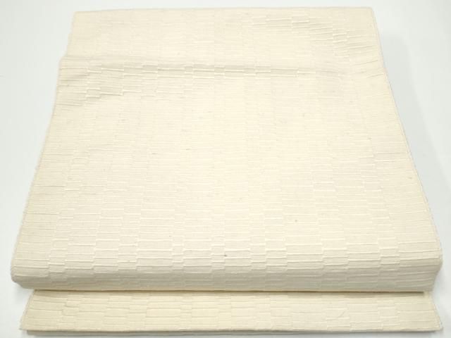 平和屋着物●首里　ロートン織　道屯織　八寸名古屋帯　色無地　生成色　正絹　逸品　CABF8776hy