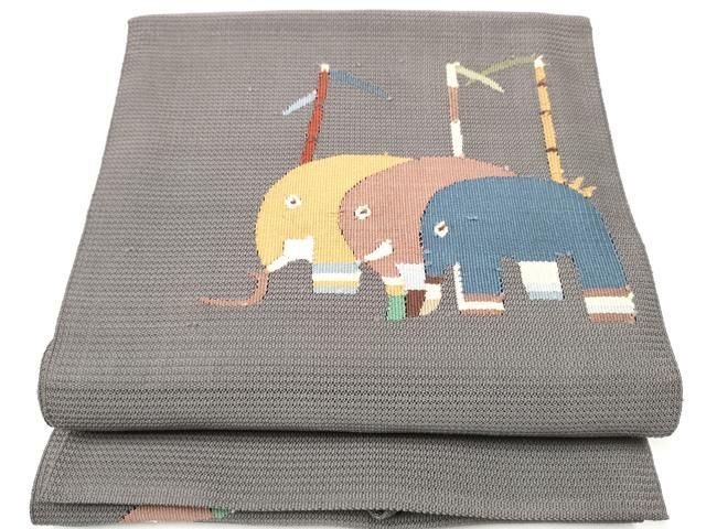 平和屋着物●八寸名古屋帯　すくい織　像　正絹　逸品　CABF8778hy