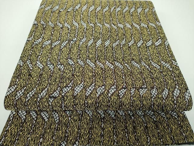 平和屋着物●六通柄袋帯　唐織　変わり間道　黒地　正絹　逸品　DABE5506ps