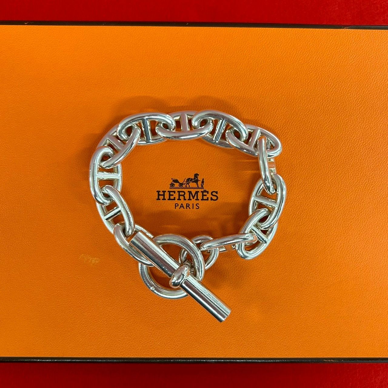極 美品 HERMES エルメス シェーヌダンクル TGM 12コマ ブレスレット