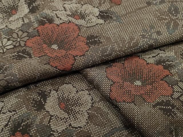 平和屋着物●本場大島紬　9マルキ　草花文　正絹　逸品　未使用　CABD9427gh