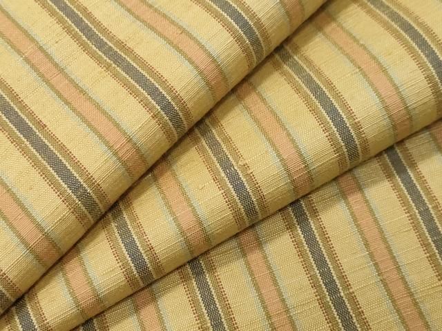 平和屋着物●上質な紬　縞　正絹　逸品　CABD9479gh