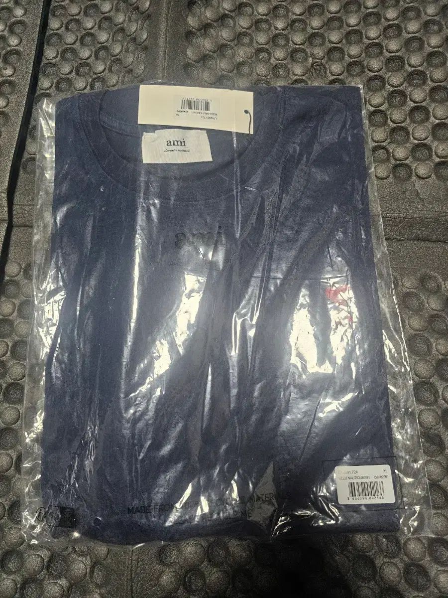 アミ スモール ハート ロゴ ネイビー 半袖 Tシャツ XL