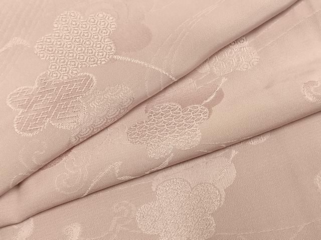平和屋着物●上質な色無地　流水花地紋　薄柿色　正絹　逸品　未使用　AABI1375fy