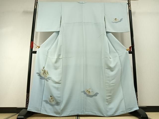 平和屋着物●訪問着　風景立波文　暈し染め　金糸　金彩　正絹　逸品　AABI1395fy