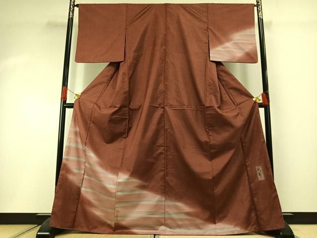 平和屋着物●本場大島紬 染大島 訪問着 作家物 霞文 暈し染め 正絹 逸品 AABI1399fy