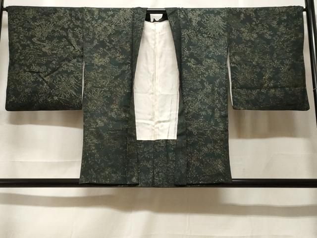 平和屋着物＃羽織　寿光織　流水草花文　金糸　正絹　逸品　CABF3969ev