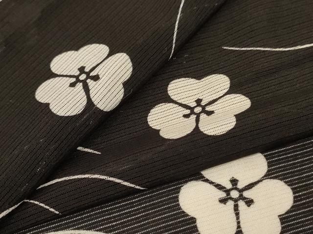 平和屋着物＊夏物　小紋　絽　芝花文　正絹　逸品　AABI0630jd
