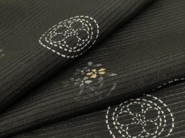 平和屋着物＊夏物　小紋　絽　花丸文　黒地　正絹　逸品　AABI0639jd 21,450円