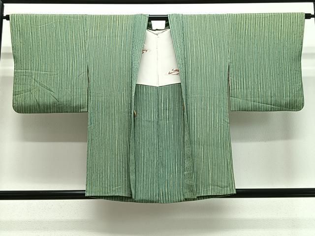 平和屋着物＃羽織　ろうけつ染　縞　正絹　逸品　CABE5070ua