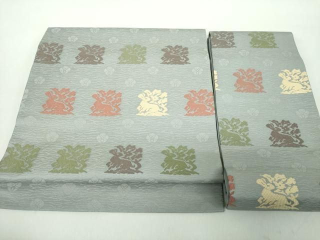 平和屋着物●つけ帯　唐織　名物裂　花兎　正絹　逸品　DABE5343ps
