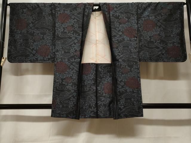 平和屋着物＃羽織　本場大島紬　流水籬花文　金糸　正絹　逸品　未使用　CABF3949ev