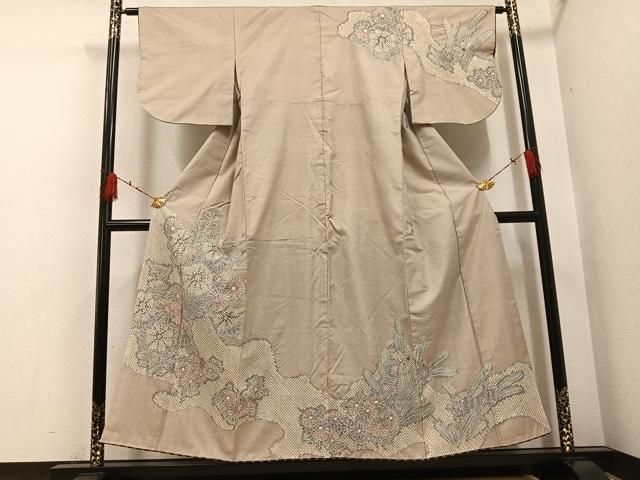 平和屋着物●本場大島紬　絞り　草花文　正絹　逸品　AABH4049ph