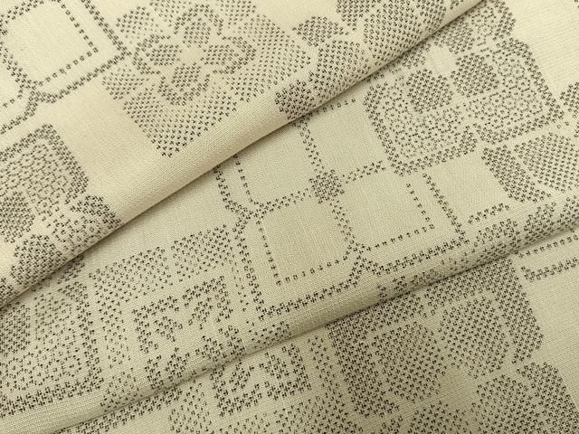 平和屋着物●お召 幾何学花文 正絹 逸品 AABH5052fy