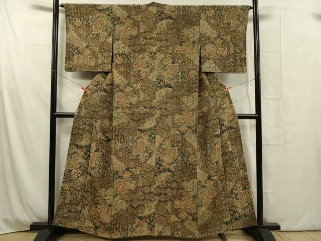平和屋着物□二代目更甚 江戸更紗 小紋 更紗花文 鬼しぼ縮緬 正絹 逸品