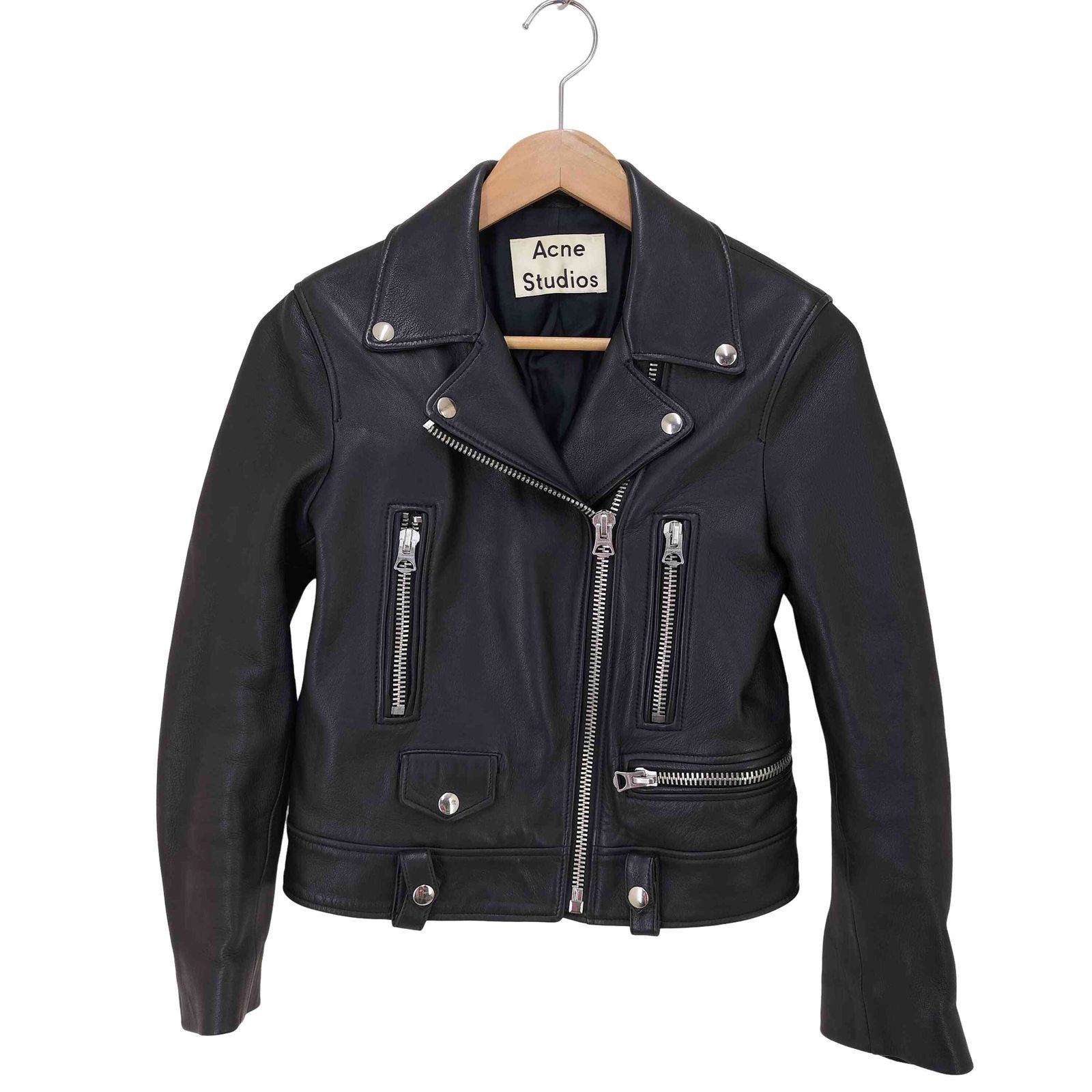 アクネストゥディオズ ACNE STUDIOS MOCK ラムレザー ダブルライダースジャケット レディース 34