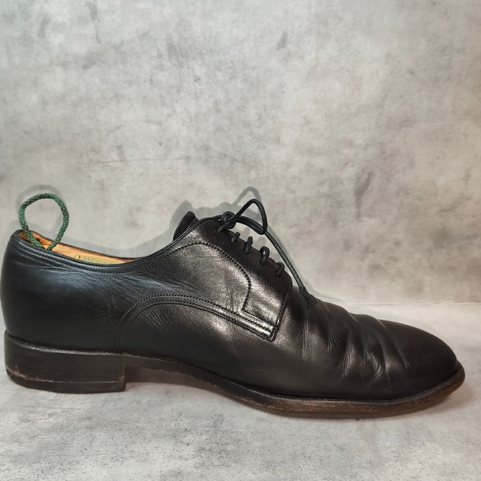 90s BALLY スイス製 ヴィンテージ プレーントゥ 外羽根 革靴 黒 