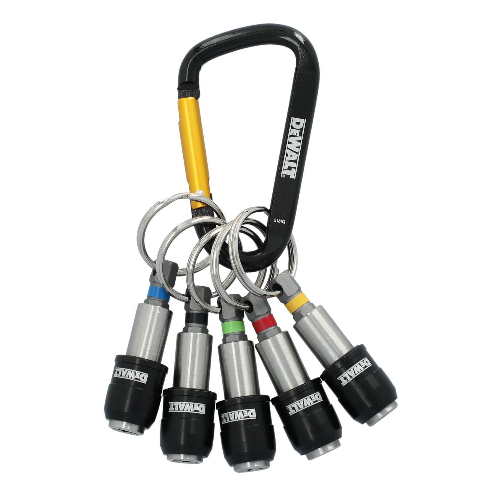 DEWALT キーリングビットホルダーセット 1/4インチ 六角ビット 丈夫なメタルビットホルダーキーチェーン(DWAFHLDKC5)