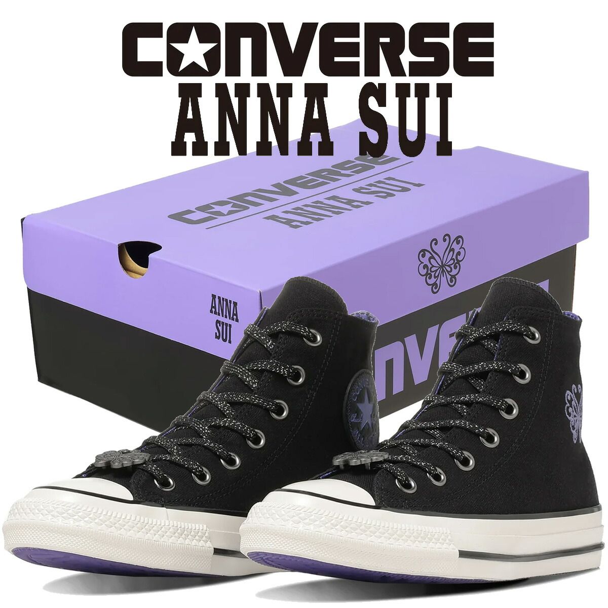 コンバース オールスター エイジド HI アナ スイ ブラック パープル CONVERSE ALL STAR AGED HI/ANNA SUI BLK/PUR(1SF107) 31318040 スニーカー シューズ 靴 ハイカット レディース ウィメンズ