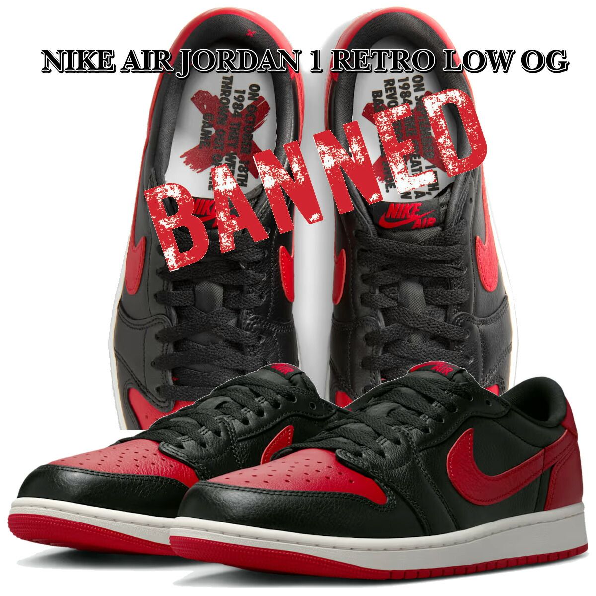 ナイキ エア ジョーダン 1 レトロ LOW OG バーンド ブラック バーシティレッド NIKE AIR JORDAN 1 RETRO LOW OG BANNED blk/blk-varsity red iw6276-001