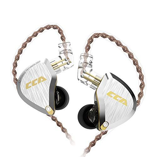 CCA C12 インイヤーモニター 5BA+1DD ハイブリッド HiFi ステレオ ノイズアイソレーション IEM 有線イヤホン/イヤホン/ヘッドフォン 取り外し可能な絡まないケーブル 2ピン ミュージシャンオーディオファン用 (マイクなし 6d93a6a6