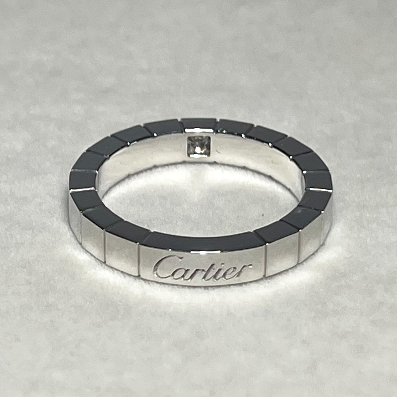 新品磨き済 / カルティエ ラニエール リング K18WG 1Pダイヤ 9号 #49