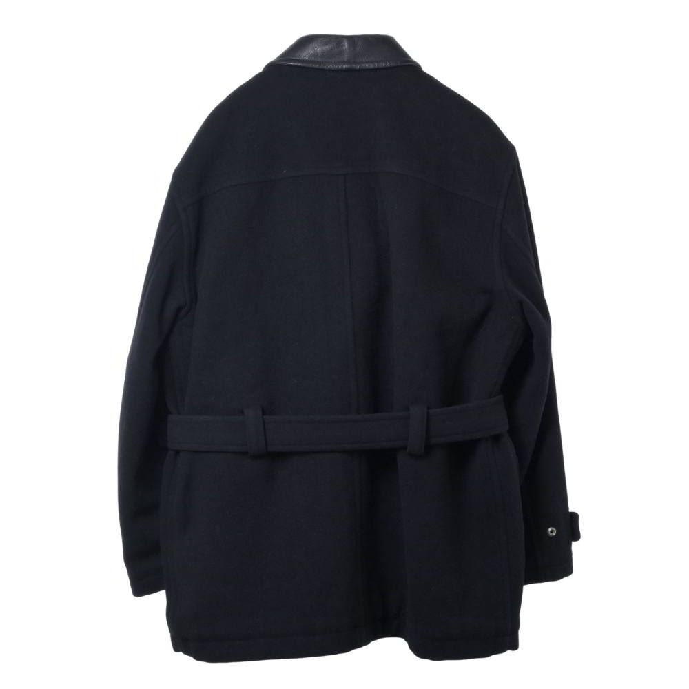COMME des GARCONS HOMME AD1990 襟レザー ベルテッド ウール ハーフ 
