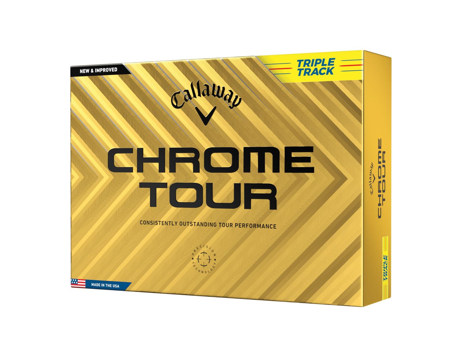 キャロウェイ(Callaway) ゴルフボール CHROME TOUR YLW 24 TRIPLE TRACK 1ダース(12個入り) 4ピース構造 トリプル・トラック イエロー [トリプル・トラック イエロー]
