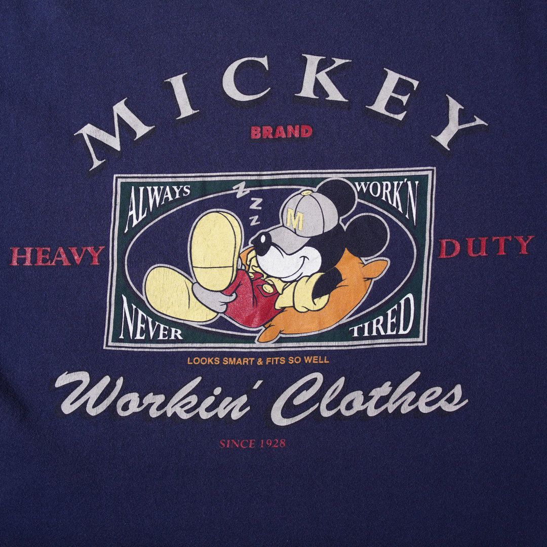 90s USA製 ディズニー Disney ミッキー Tシャツ L ネイビー