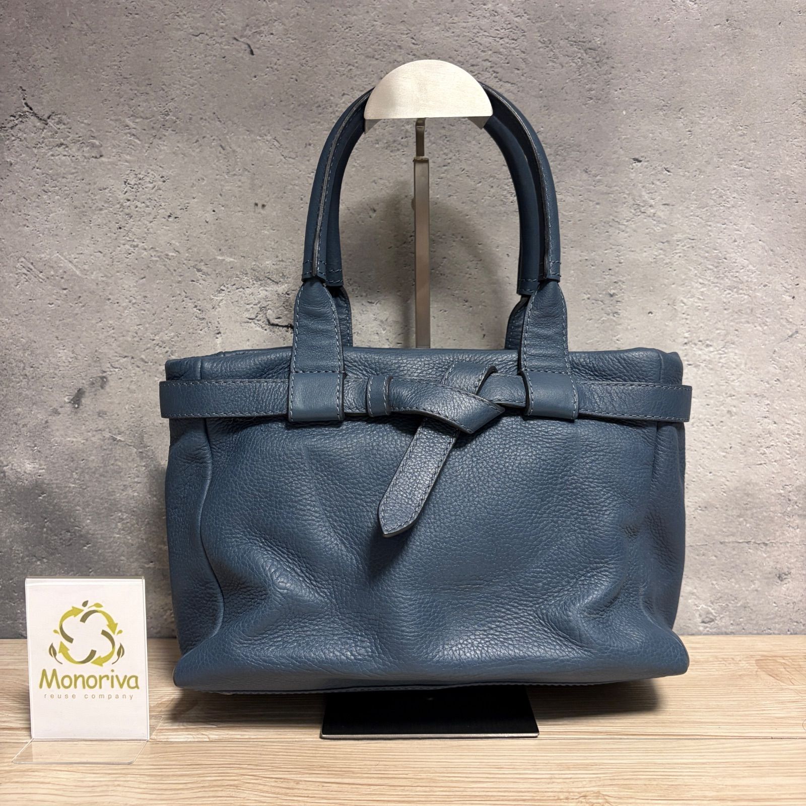 ✨土屋鞄 レザー クラルテ 限定色 ハンドバッグ ブルー系 本革 トート Navy box 8-1021