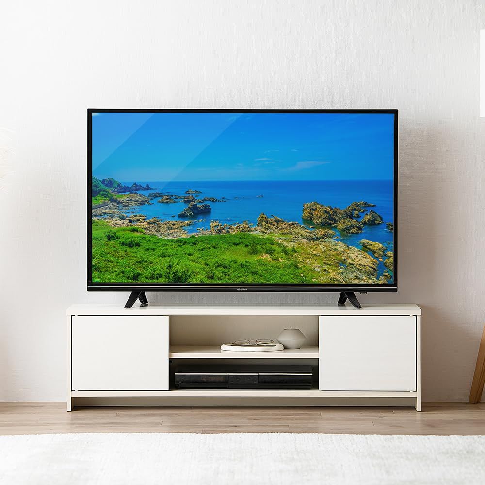 【47インチまで対応】アイリスオーヤマ テレビ台 『隠せる収納』 AVボード ローボード 収納 棚 ボックスタイプ 幅約109.5×奥行約29.6×高さ約31.1cm BAB-110R オフホワイトY 580dffdb