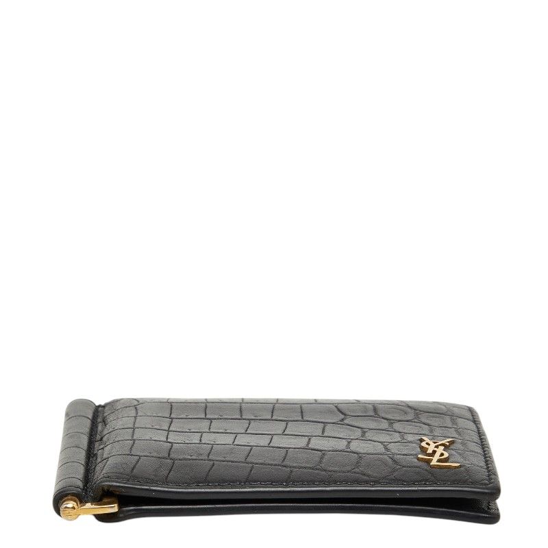 ★3日以内返品可★ 美品 SAINT LAURENT サンローラン タイニーカサンドラ ビルクリップウォレット 607738 マネークリップ ブラック カーフレザー メンズ SAINT LAURENT サンローラン 607738 タイニーカサンドラビルクリップ