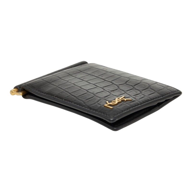 ★3日以内返品可★ 美品 SAINT LAURENT サンローラン タイニーカサンドラ ビルクリップウォレット 607738 マネークリップ ブラック カーフレザー メンズ SAINT LAURENT サンローラン 607738 タイニーカサンドラビルクリップ