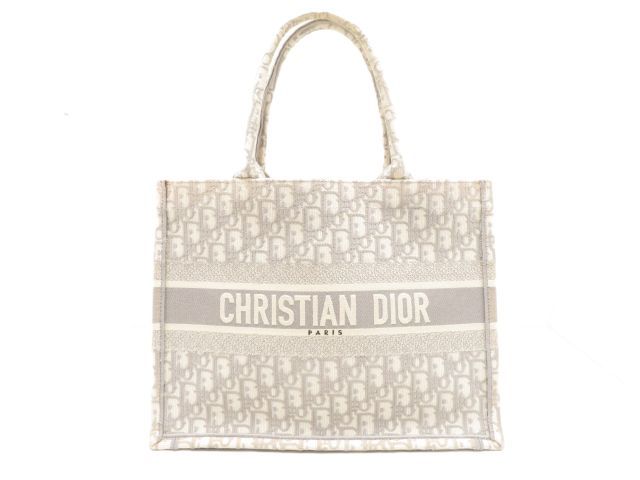 Dior ディオール バッグ オブリーク ブックトートミディアム グレー キャンバス トートバッグ キャンバス グレー レディース【中古】431