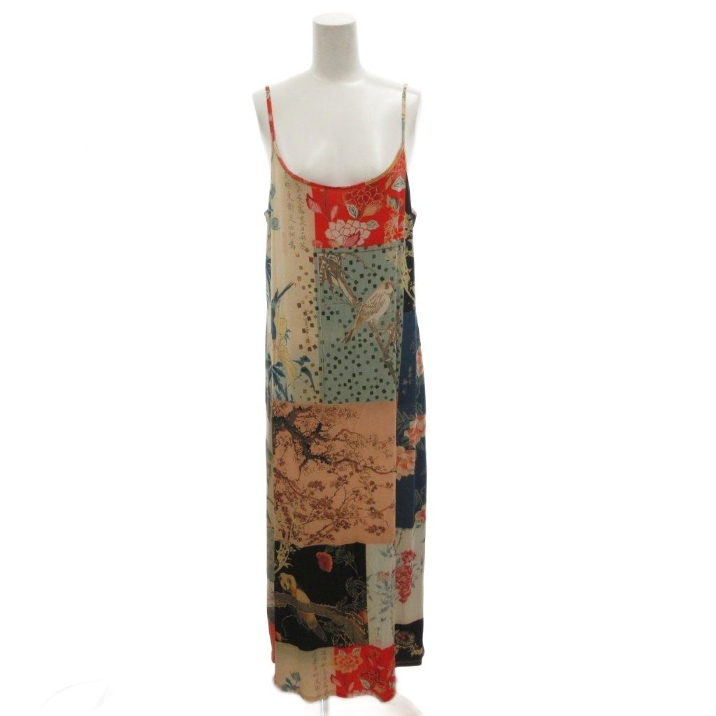 デシグアル Desigual タグ付き ストラップ デジタルプリントパッチワーク レディーススリムミディワンピース 総柄 ノースリーブ ロング XL マルチカラー /FF