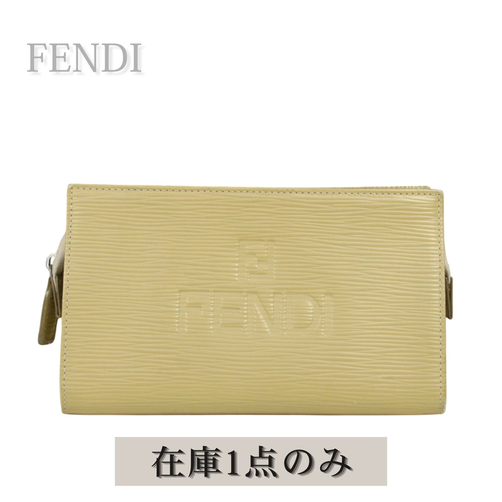 【中古】FENDI フェンディ ポーチ レディース イエロー4 アイボリー 白 レザー 379-20366-078化粧ポーチ 小物入れ コンパクト 人気 上品 モード デイリー 希少