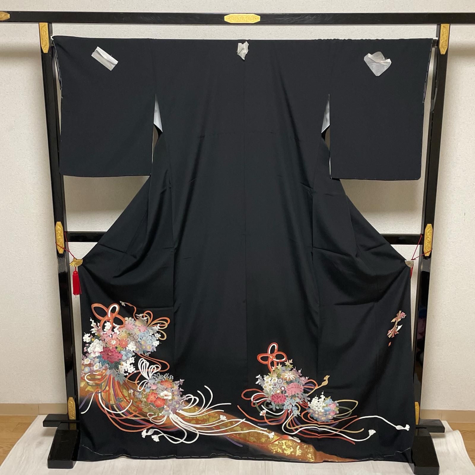 作家物 黒留袖 裄67.5 トールサイズ 豪華金彩 美しい花模様 着物 正絹