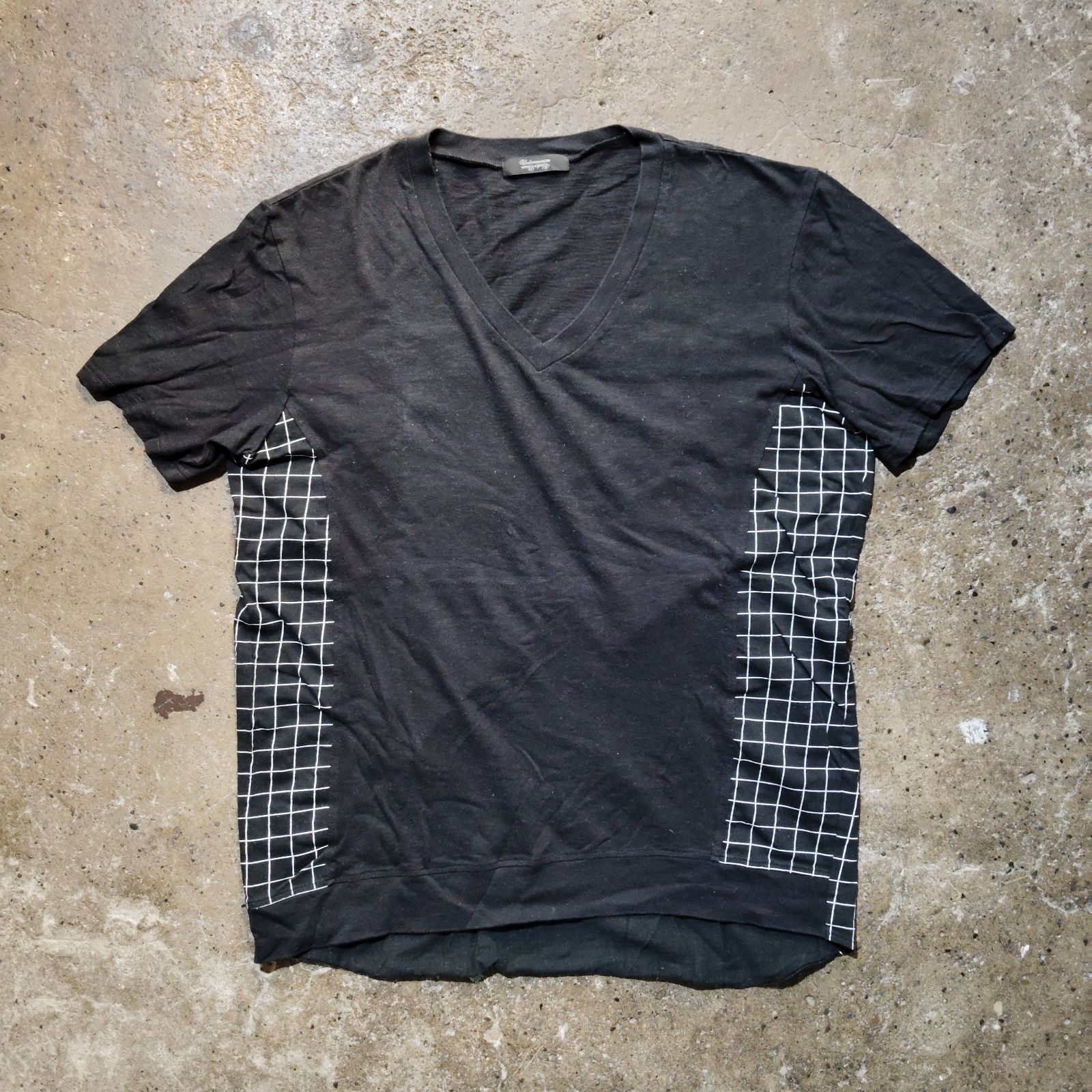 UNDERCOVERISM スパイダーチェック 切替 Vネック カットソー Tシャツ 