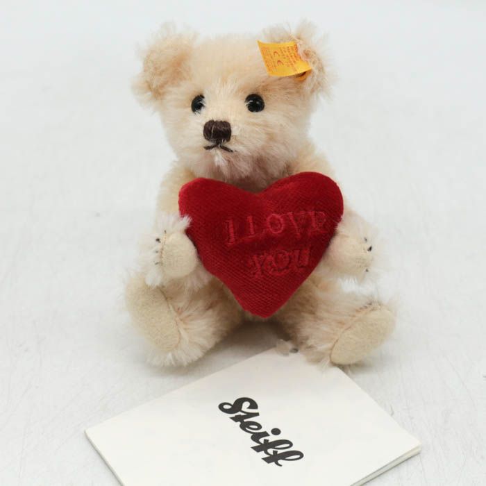 シュタイフ ぬいぐるみ 未使用 テディベア I LOVE YOU ハート ブランド インテリア雑貨 レディース ベージュ×レッド Steiff
