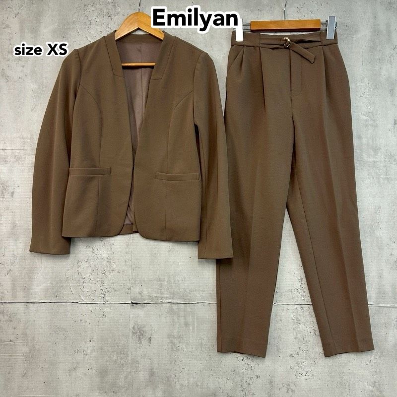 Emilyan エミリアン XS ブラウン 茶 カラーレス テーパードパンツ