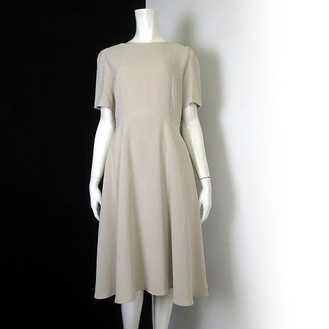 ロペピクニック ROPE Picnic フィット＆フレア ワンピース パフスリーブ 半袖 M 38 ライトベージュ セレモニー オケージョン