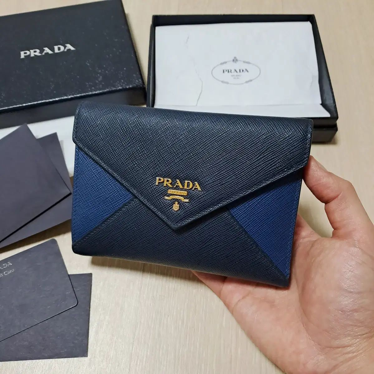 100% 正規品 PRADA プラダ エンベロープ ツートン 財布