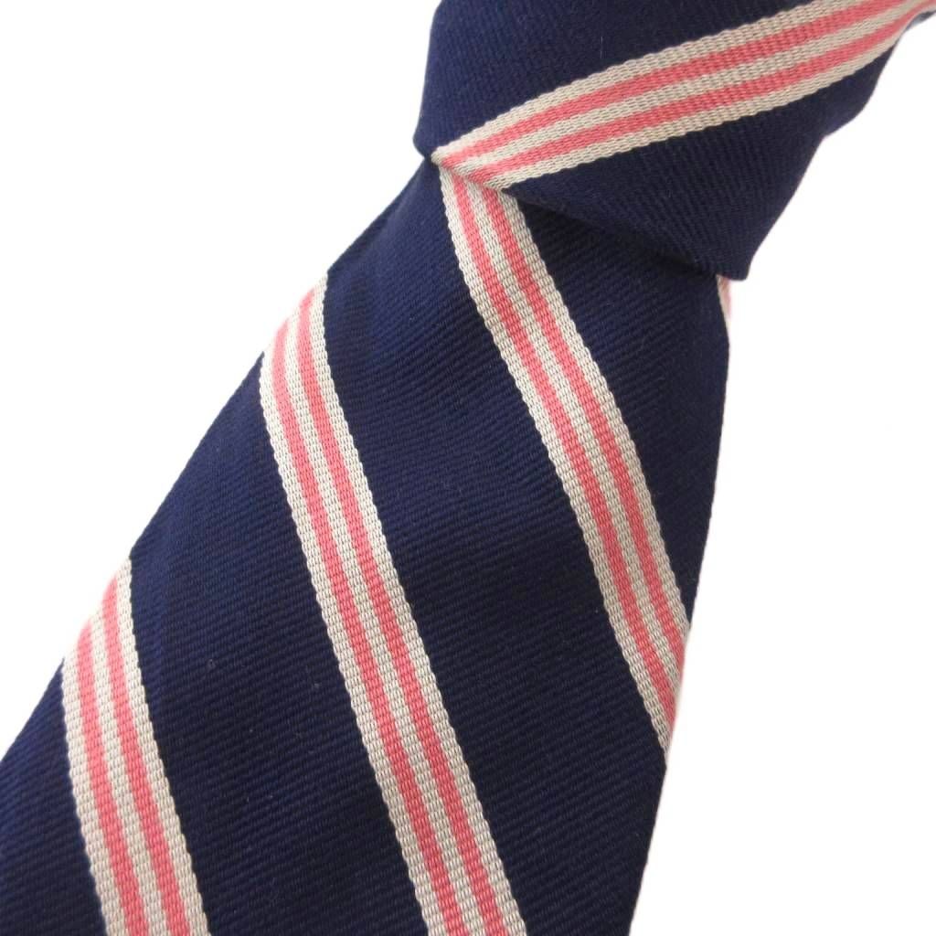 ブルックスブラザーズ BROOKS BROTHERS 侍ジャパン ネクタイ 紺 ネイビー ピンク レジメンタルストライプ /SX ■ECG003
