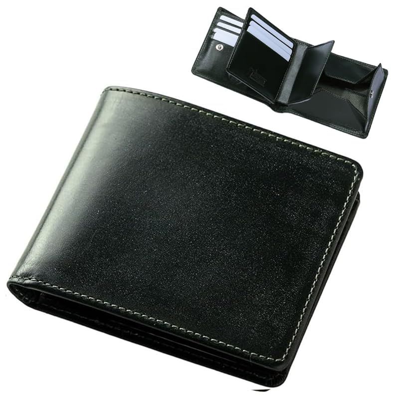 【新品】 [ブリティッシュグリーン] 二つ折り財布 英国製ブライドルレザー使用 財布 メンズ 15.グリーン×グリーン
