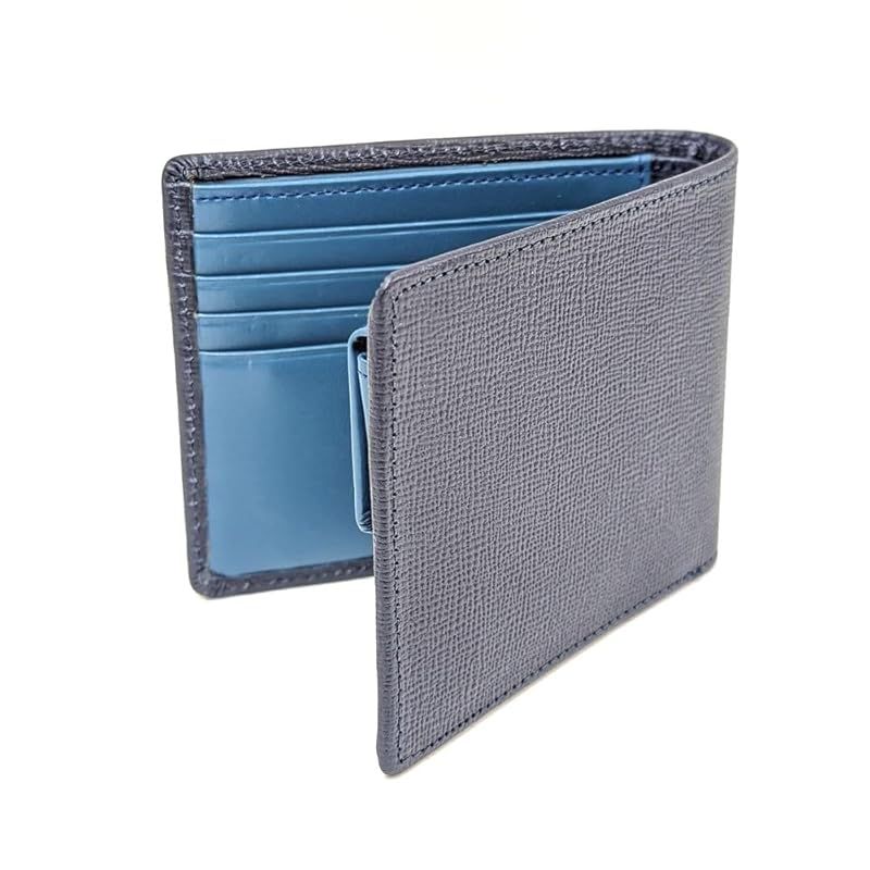 新品】 [カルクル] 二つ折り財布 カラーコンビ ネイビー/ブルー 1