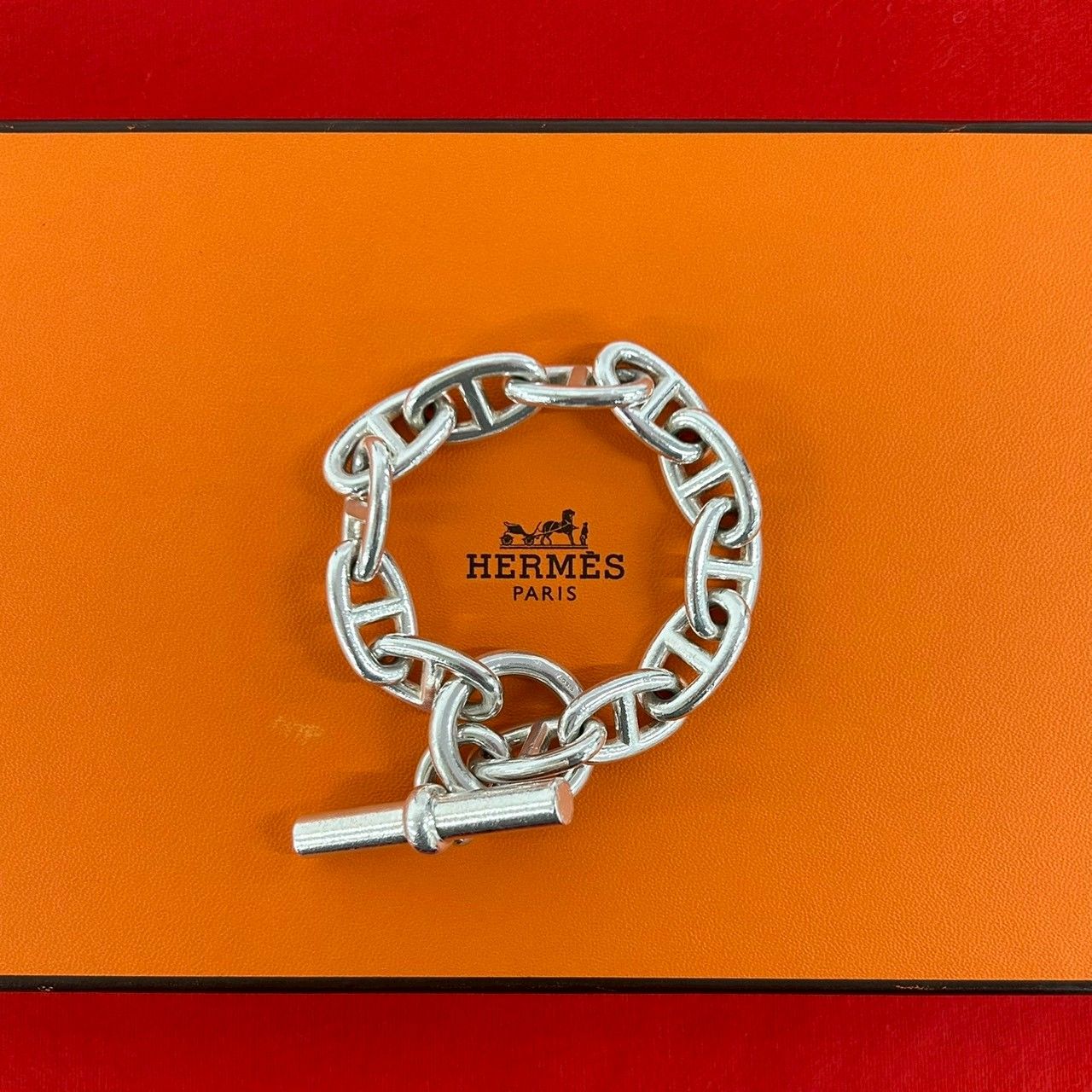 極 美品 HERMES エルメス シェーヌダンクル TGM 12コマ ブレスレット