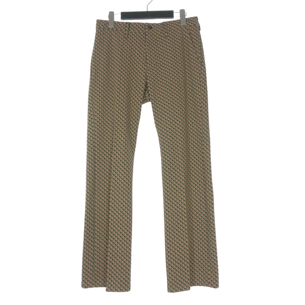 ヒステリックグラマー HYSTERIC GLAMOUR HG MONOGRAM柄 ブーツカットパンツ スラックス S カーキ/ブラック 02241AP03