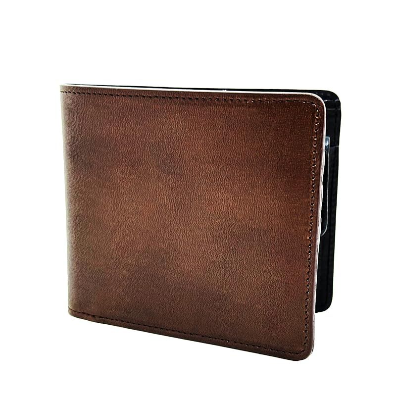 【新品】 RAITO LEATHER 栃木レザー 財布 メンズ 二つ折り 本革 日本製 大容量 2つ折り バイカラー(ブラウン)