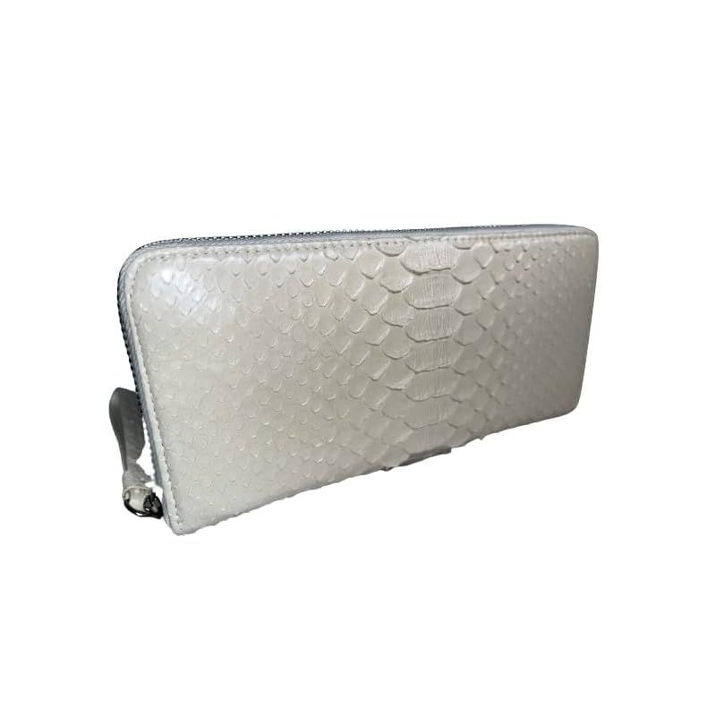 【新品】 [GUODI] グォディ パイソン 本革 パール仕上げ 長財布 ラウンドファスナー型 カードケース付き レディース メンズ TK-AB20LW3(パールホワイト) ヘビ革 蛇革 へび革 財布 サイフ さいふ ユニセックス 男女兼用
